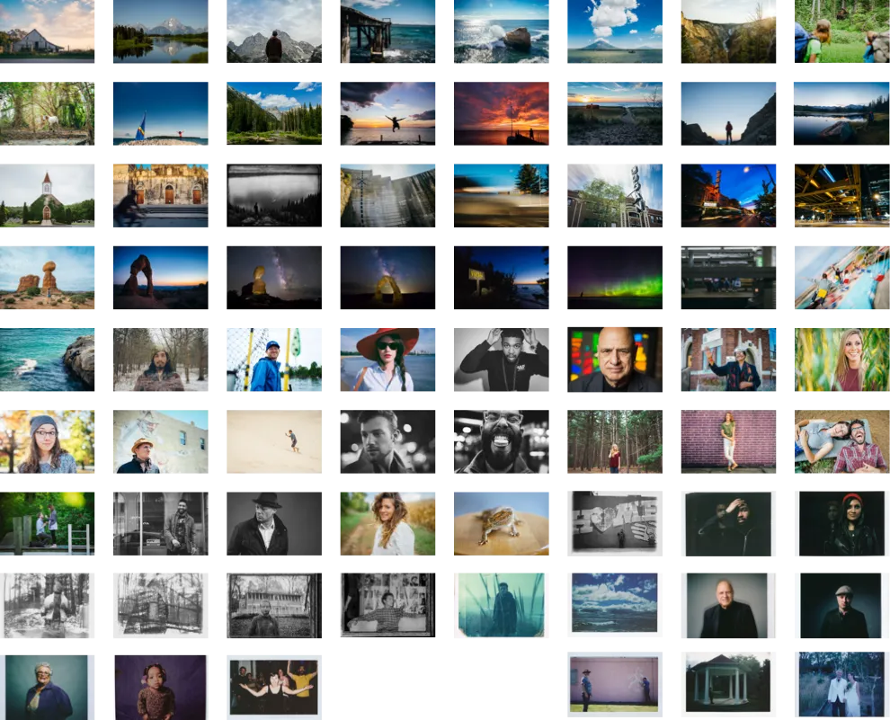 Image of all of the photos in the book in order, shrunk down in a grid