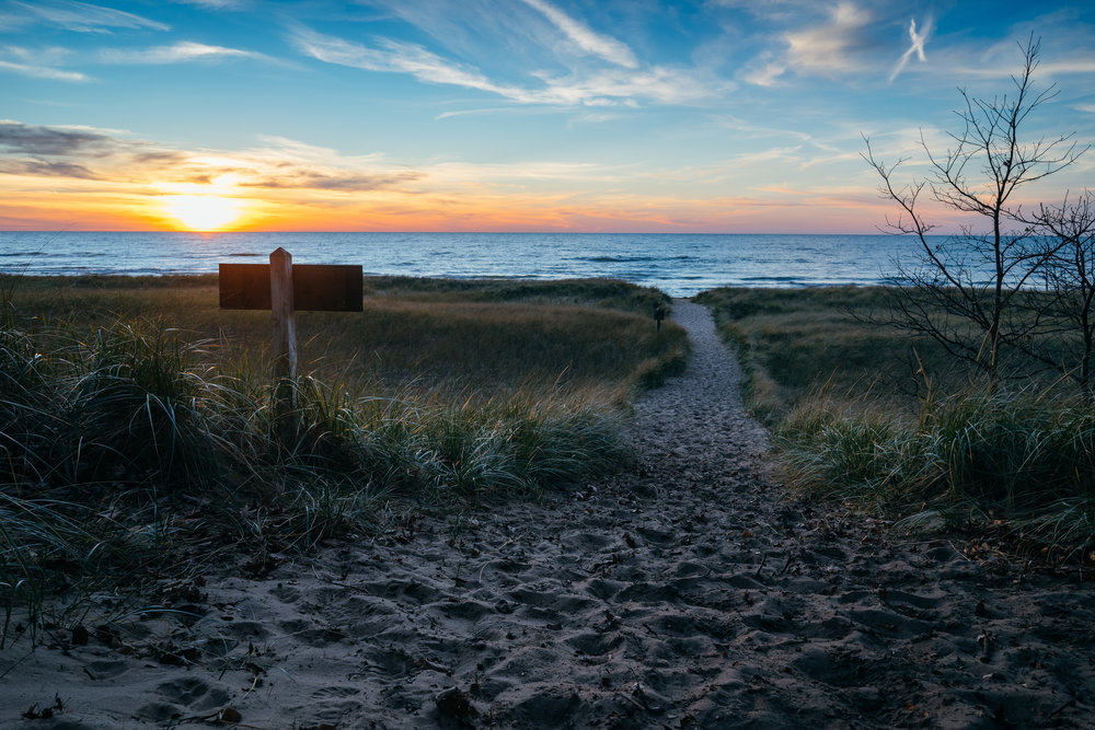 Lake Michigan sunset from Saugatuck Dunes State Park