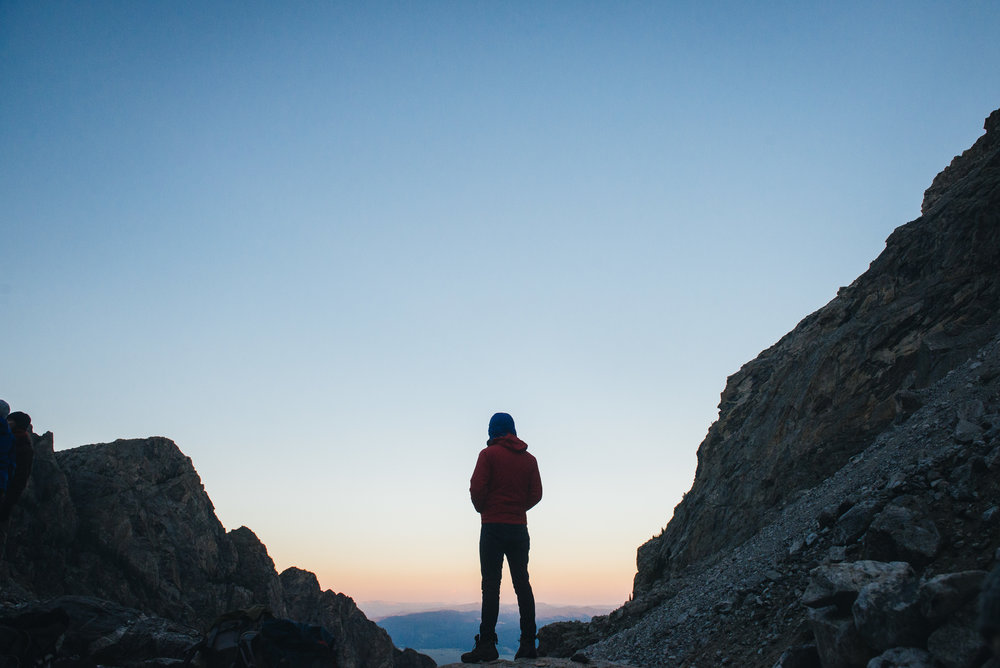 Self portrait from near the saddle of the Middle Teton
