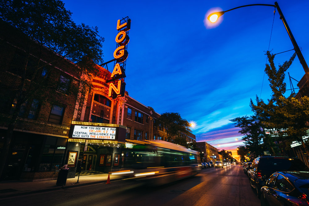 Fiery sunset at the Logan Theatre