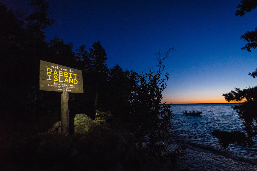 Light painting the Rabbit Island sign
